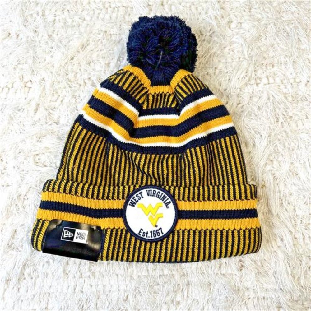 NWT West Virginia Mountaineers New Era Striped Sport Knit 2019 Sideline Hat OSFA